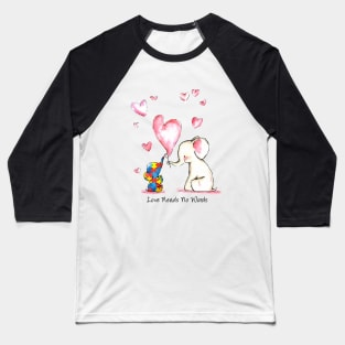 Love Needs No Words The Love Together Between Mom And Son Elephent Mom Autism Baseball T-Shirt